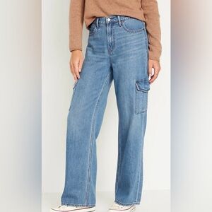 Old Navy High Waist Sky Hi Wide Leg Carpenter Style Jeans Cotton Lyocell 12P